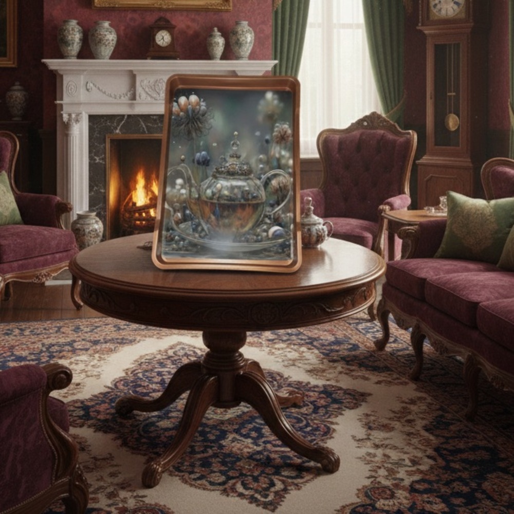 NORE’S NOVELTIES Handcrafted Decorative Serving/ Vanity Tray “TEATIME- bronze” - Picture 2 of 3